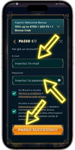 Compila i dati di accesso