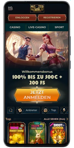 Hauptseite MonsterWin Casino