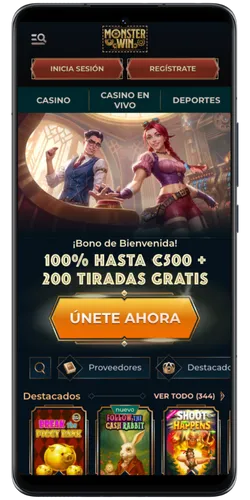 Página principal de MonsterWin Casino