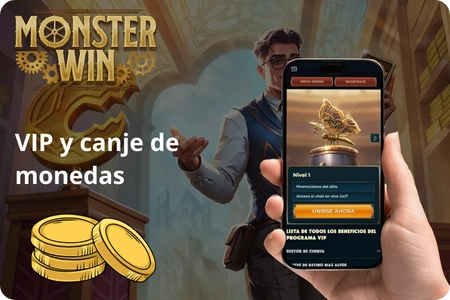 MonsterWin VIP y canje de monedas