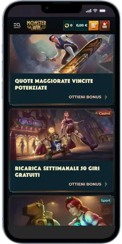 App MonsterWin – Promociones: cuotas, 50 giros y bono deportivo