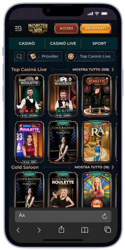 MonsterWin App – Top Casinò Live: Roulette, Blackjack e Gold Saloon