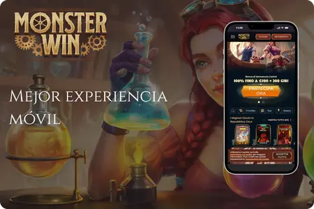 MonsterWin Casino – Móvil con bono 100% hasta 500 € + 200 giros