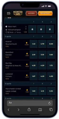 MonsterWin App – Scommesse sportive in diretta con quote aggiornate